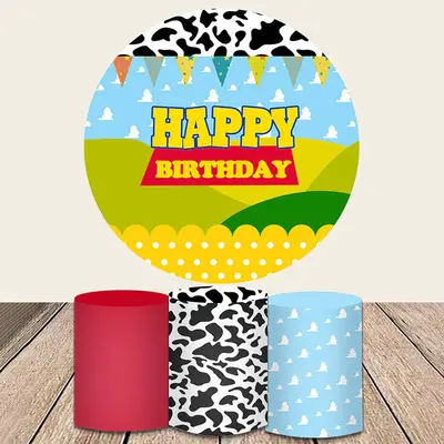 Aperturee Policeman Helicopter City Round Birthday Backdrop Kit | Round Backdrop Cover Diy | Round Backdrop Fabric Cover | Ro...
