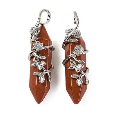 Natural Red Jasper Double Terminal Pointed Pendants