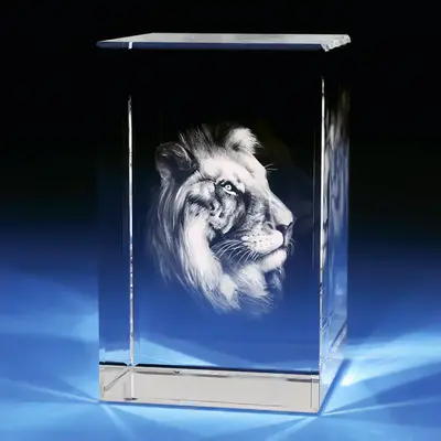 3D Memory Crystal™ - Tabletop - Rectangle - Lion-XL