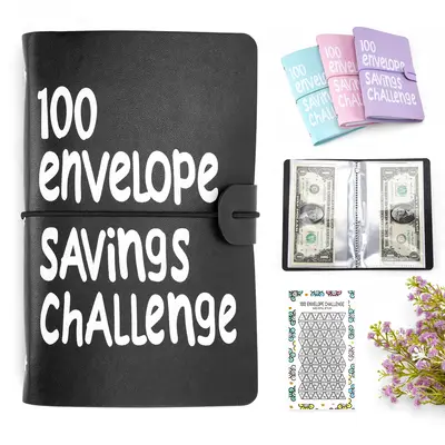 100 Days Money Saving Challenge Coin Envelope Budget Storage Book - Binding Covers With Daily Savings Tracker, Habit-Forming ...