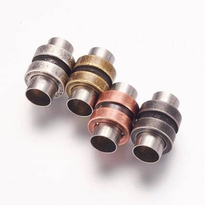 304 Stainless Steel Magnetic Clasps with Glue-in Ends