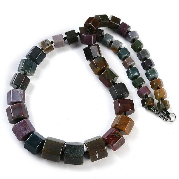 Natural Indian Agate Hexagon Prism Graduated Beaded Necklaces for Women Men