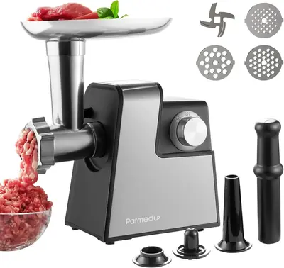 Electric Compact Stainless Steel Meat Grinder Mincer with 3 Plates, Blade, Machine Sausage Kubbe Maker Kitchen Utensils Black...