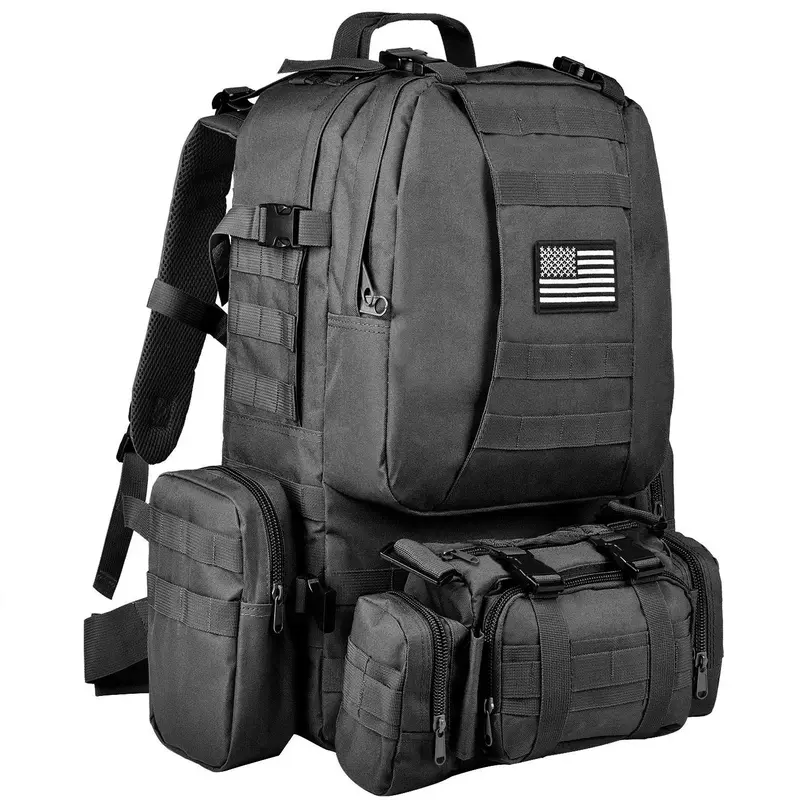 CVLIFE Tactical Backpack Military Army Rucksack 60L Large Assault Pack Detachable Molle Bag Fishing Hiking Camping