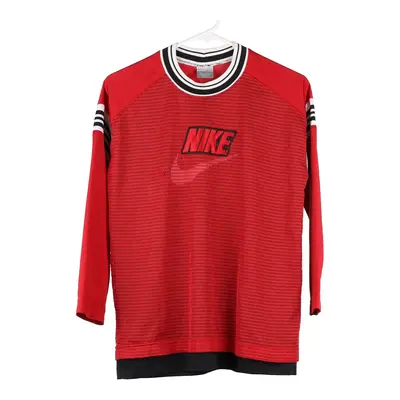 Age 11-12 Nike Spellout Long Sleeve Top - Medium Red Polyester