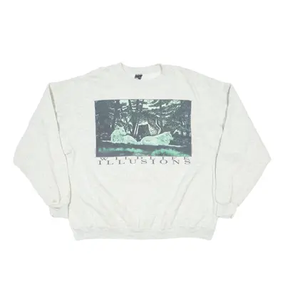 US SPORTSWEAR Wildlife Illusions Sweatshirt Cream 90s Mens XL