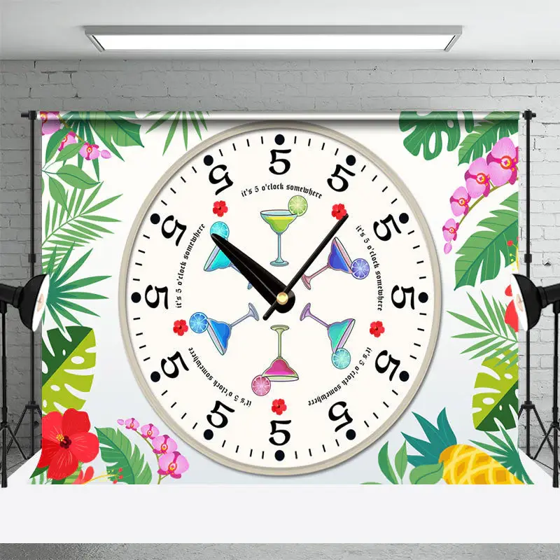 Floral Plant Its 5 Oclock Somewhere Party Backdrop - Aperturee
