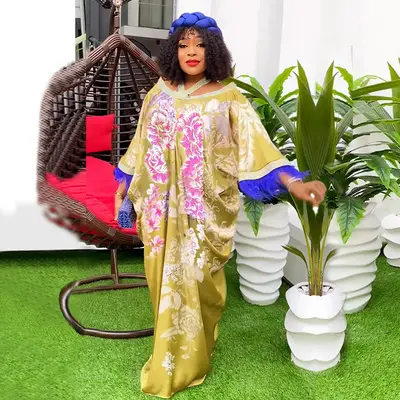 2025 Spring Clothing Chiffon Long Dresses For Women Wedding Party Evening Gowns African Dashiki Print Loose Boubou Muslim Aba...