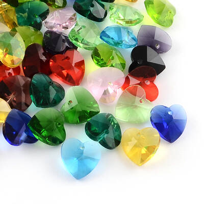 Transparent Glass Heart Pendants
