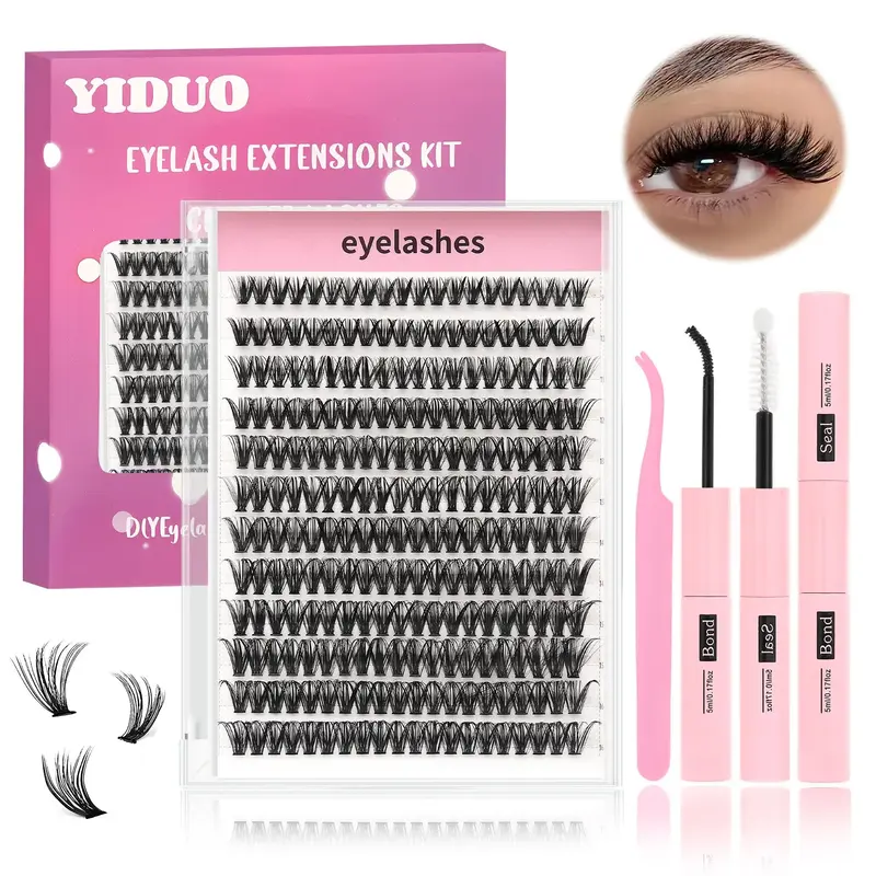 DIY False Eyelashes for Eyelash Extension, 1/2/3 Sets Lightweight Individual False Eyelashes & Eyelash Grafting Tool & Applic...