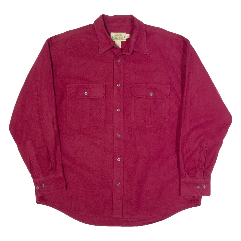 CABELAS Mens Flannel Shirt Red Long Sleeve XL