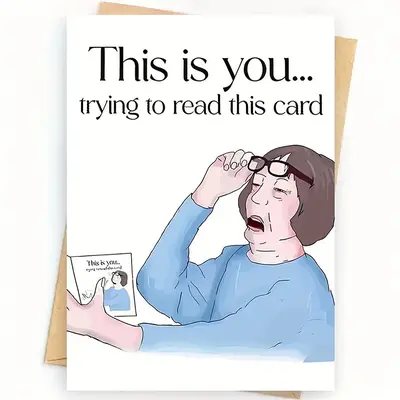 Cartoon Greeting Card, 1 Count This Is You Lettering Card with Envelope, Humorous Blessing Card for Good Friends, Birthday Gi...