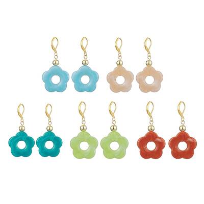 Acrylic Flower Dangle Leverback Earrings