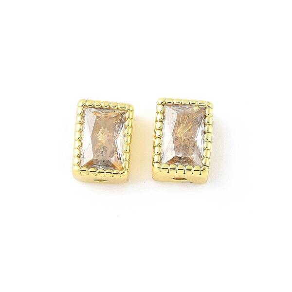 Rectangle Brass Glass Beads