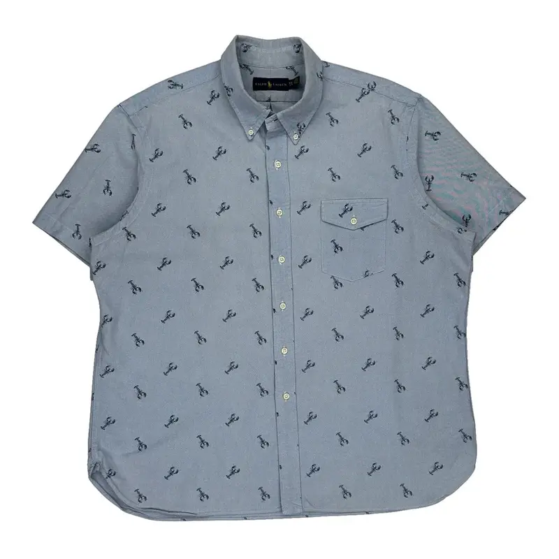 Lobster Print Ralph Lauren Patterned Shirt - 2XL Blue Cotton