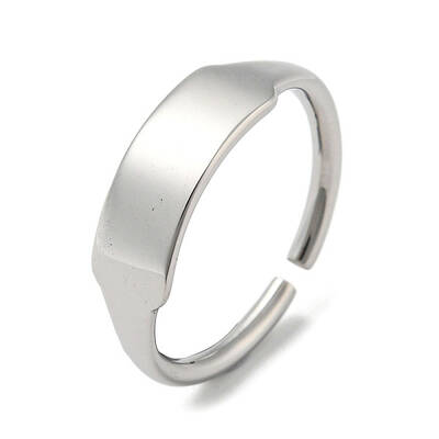 Non-Tarnish 304 Stainless Steel Blank Rectangle Open Cuff Rings for Women