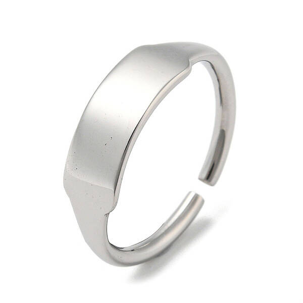Non-Tarnish 304 Stainless Steel Blank Rectangle Open Cuff Rings for Women