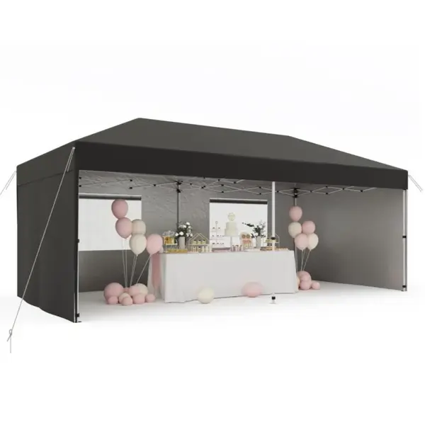 Garvee 10'x20' Pop-Up Canopy Tent - 210D Oxford Fabric Portable Instant Commercial Tent with 4 Sidewalls, Stakes, Ropes & San...