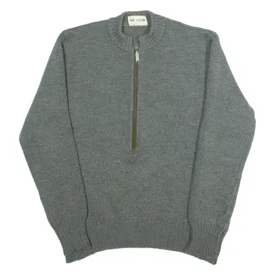 Military Mens Plain Grey Wool 90s Chunky Knit L