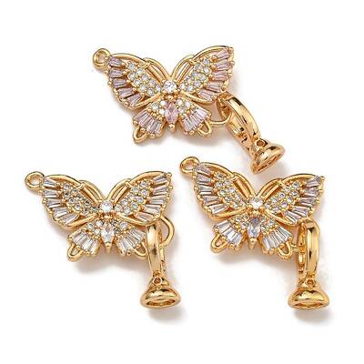 Brass Micro Pave Cubic Zirconia Fold Over Clasps