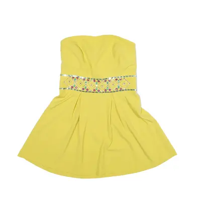 LUNATIC Mini Dress Yellow Sleeveless Short Womens UK 8