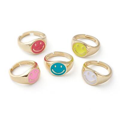 Adjustable Brass Enamel Finger Rings