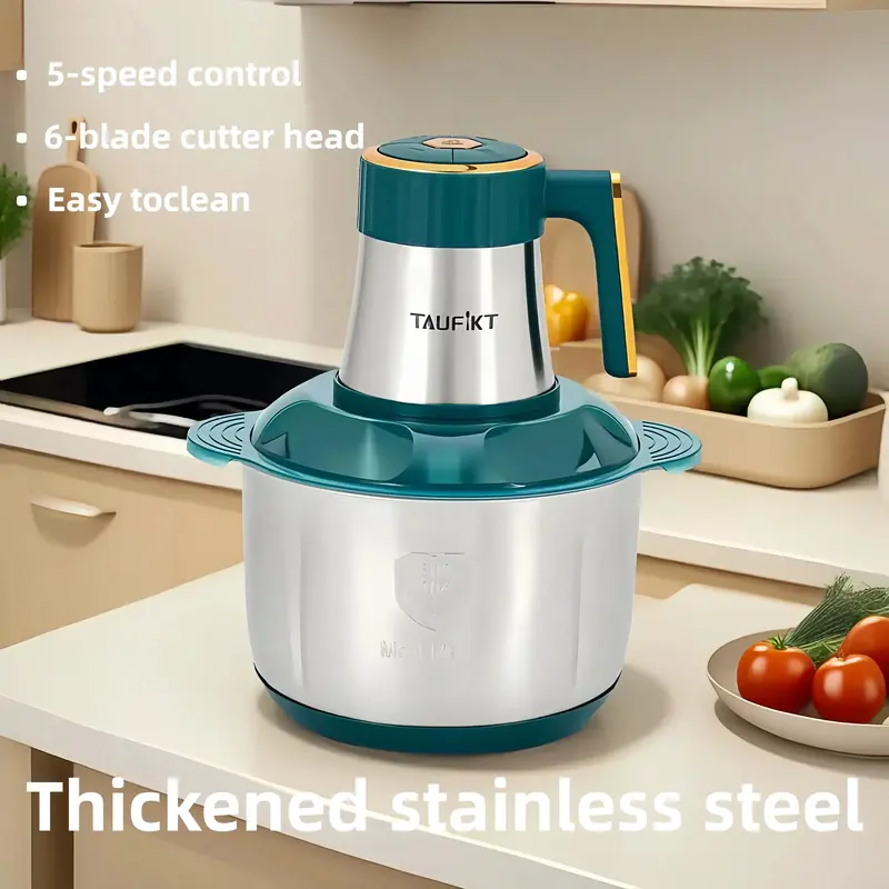 TAUFIKT 5L 5-speed 6-blade 6-second Meat Stuffing Machine, Household Multi-function, Minced Meat And Vegetable Stuffing, Garl...