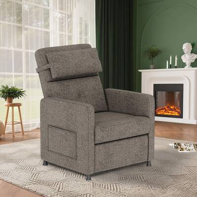 Garvee Recliner Chair for Adults, Adjustable Backrest & Footrest, USB Charging Ports, Cotton Linen Fabric, Durable Metal Fram...