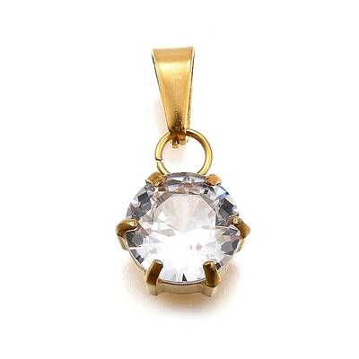 304 Stainless Steel Pave Cubic Zirconia Pendants