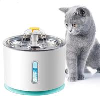 Cat Water Fountain with Stainless Steel Lid, 304 Stainless Steel, 2.4L/81oz Automatic Cat Fountain with LED Light and Water L...