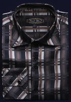 Fancy Polyester Dress Fashion Shirt With Button Cuff Black Men's Dress Shirt Night Club Outfit Guys Wear For Men Clothing Fas...