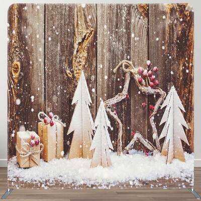 Aperturee Christmas Winter Wooden Photo Booth Fabric Backdrop | Christmas Background Photography | Christmas Photo Backdrop |...