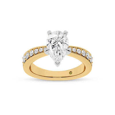 Rome Classic Pavé Set Pear Shape Lab Grown Diamond Engagement Ring | 10K Yellow Gold 3 7/8 CT. TW.