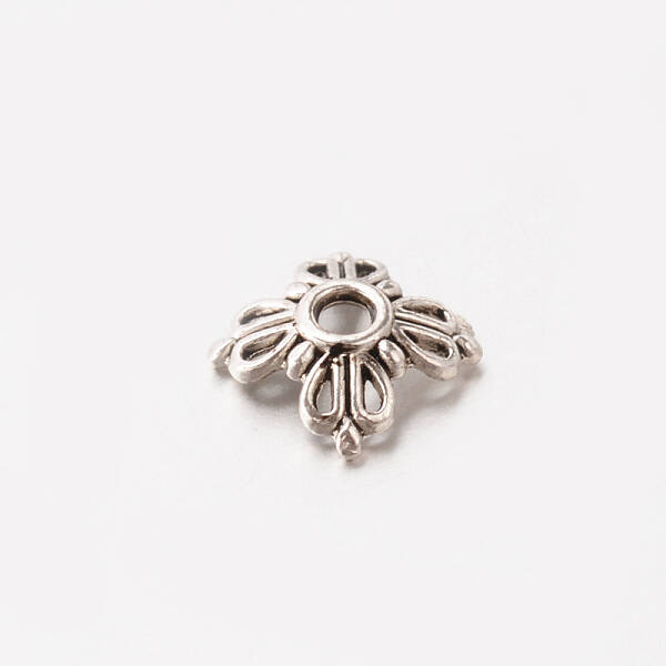 4-Petal Tibetan Style Alloy Bead Cap