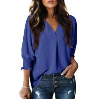 Dokotoo Womens Tunic Tops V Neck Casual Loose 3/4 Sleeve Shirts Dressy Blouses Tops Overiszed T Shirts