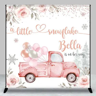 Aperturee Custom Little Snowflake Floral Baby Shower Backdrop - Aperturee
