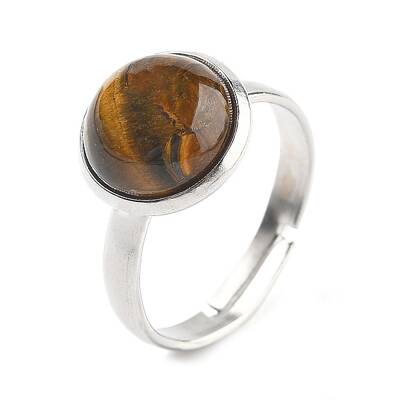 Half Round Natural Tiger Eye Finger Rings