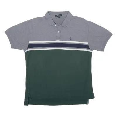 NAUTICA Polo Shirt Green Striped Short Sleeve Mens L