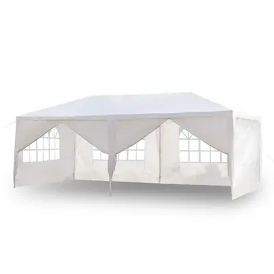 10×20ft White Event Tent with Windows, Waterproof Outdoor Canopy with 6 Removable Side Panels, Ideal for Party, Market, Back...