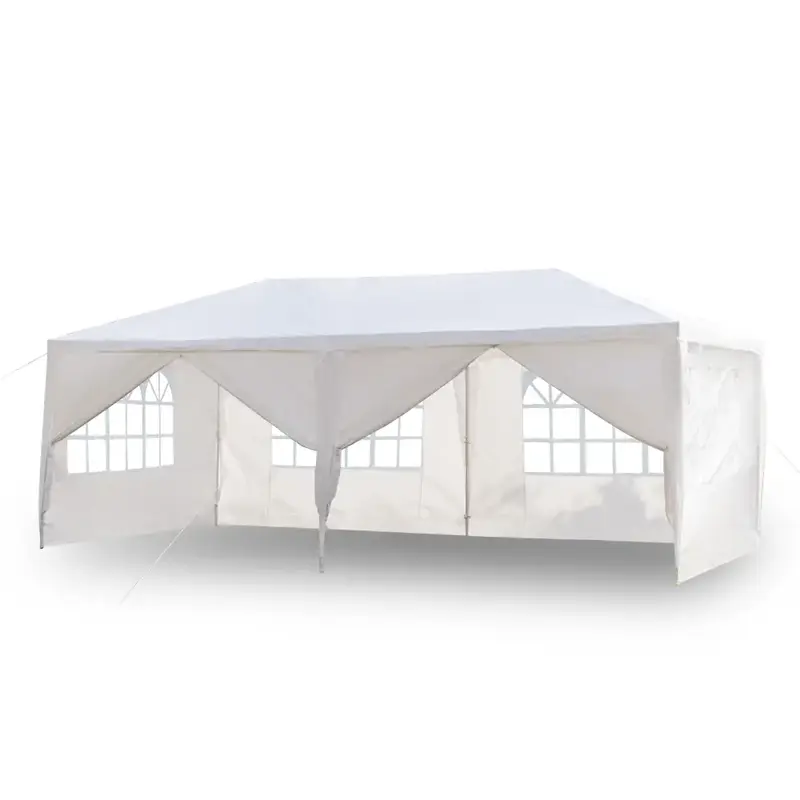 10×20ft White Event Tent with Windows, Waterproof Outdoor Canopy with 6 Removable Side Panels, Ideal for Party, Market, Back...