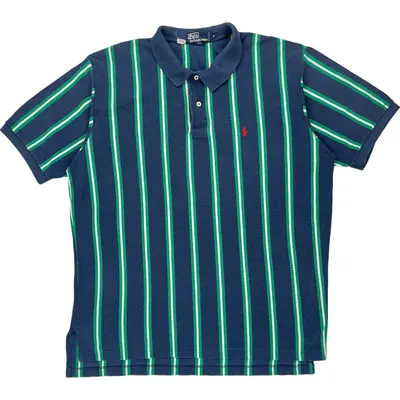 Polo Ralph Lauren Striped Polo Shirt - X-Large - Navy Cotton | Size: x-large
