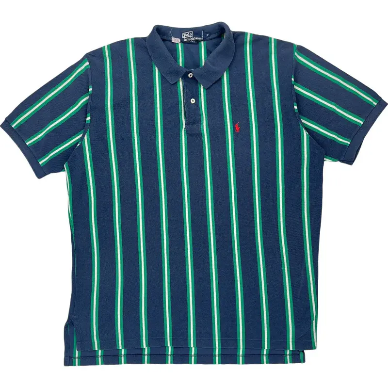 Polo Ralph Lauren Striped Polo Shirt - X-Large - Navy Cotton | Size: x-large