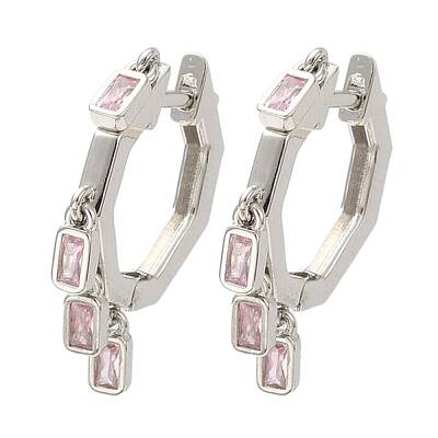 Cubic Zirconia Rectangle Dangle Hoop Earrings