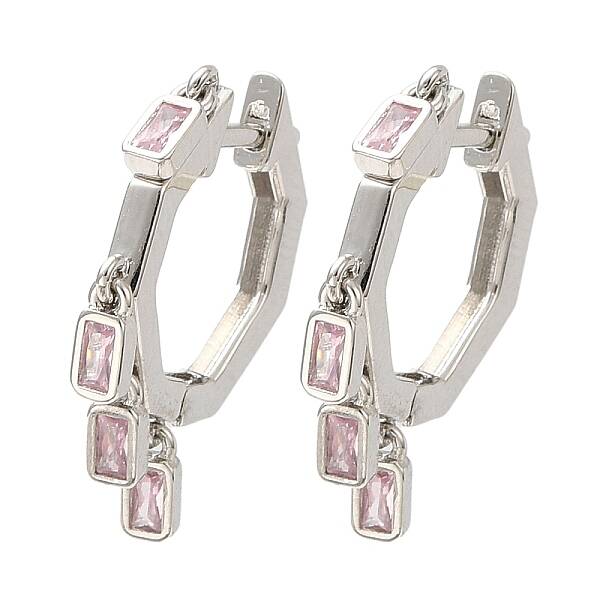 Cubic Zirconia Rectangle Dangle Hoop Earrings