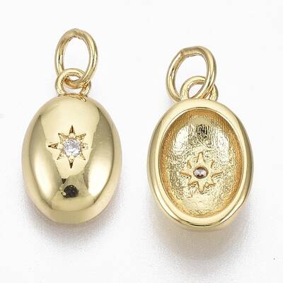 Brass Micro Pave Cubic Zirconia Charms