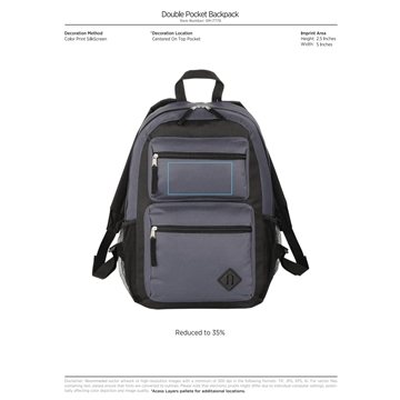 60 Custom Double Pocket Backpack - 600D PolyCanvas