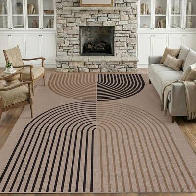 Garvee Modern Striped Jute Area Rug – Washable, Non-Slip, mark Resistant Carpet for Living Room, Bedroom, Entryway, Dining ...