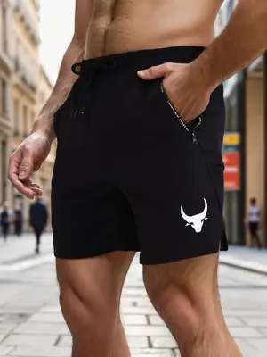 Men's Animal Print Drawstring Waist Sports Shorts, Regular Fit Streetwear Casual Quick Drying New Arrival Summer Shorts, Sum...