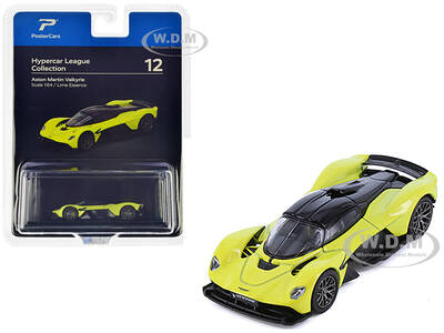 Aston Martin Valkyrie Lime Essence Yellow Metallic with Black Top Hypercar League Collection 1/64 Diecast Model Car by Poster...