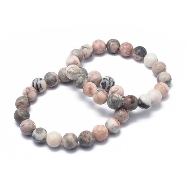 Natural Zebra Jasper Bead Stretch Bracelets
